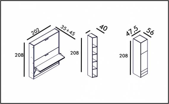 Diva Bunk Table - Technical drawing